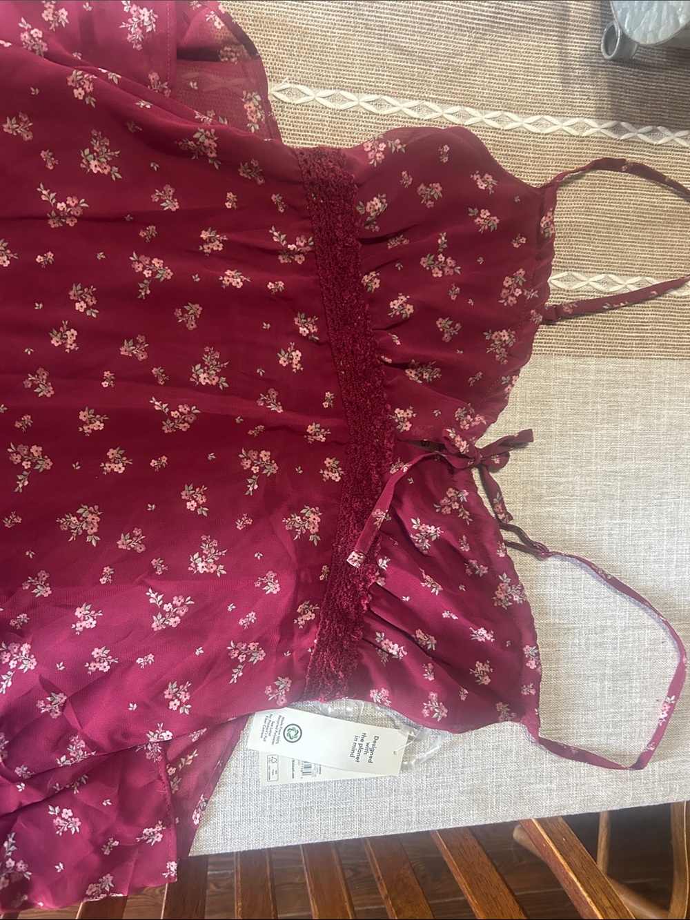 No Boundaries Burgundy Floral Spaghetti-Strap Cami